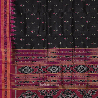 Black Magenta Pink Mayur Chandrika Odisha Ikat Khandua Silk Saree