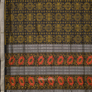 Exclusive Black Jhoti Theme Odisha Handloom Sambalpuri Silk Saree