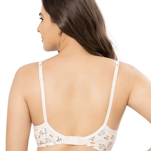Cotton Casuals Padded Non-Wired Printed T-Shirt Bra - Cotton Bloom Print