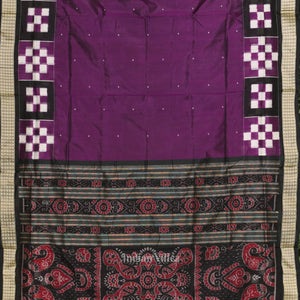 Violet Black Pasapali Border Bomkai Sambalpuri Silk saree