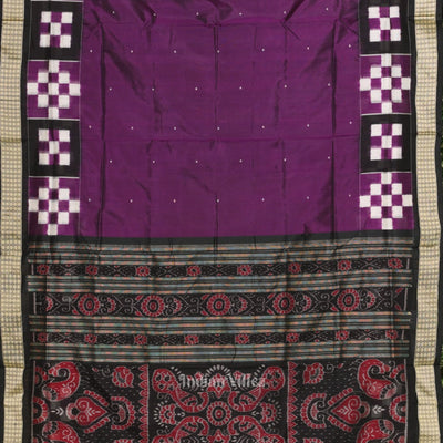 Violet Black Pasapali Border Bomkai Sambalpuri Silk saree