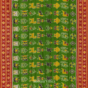 Green Nabarangi Nabakothi Border Pasapalli Odisha Ikat Khandua Silk Saree