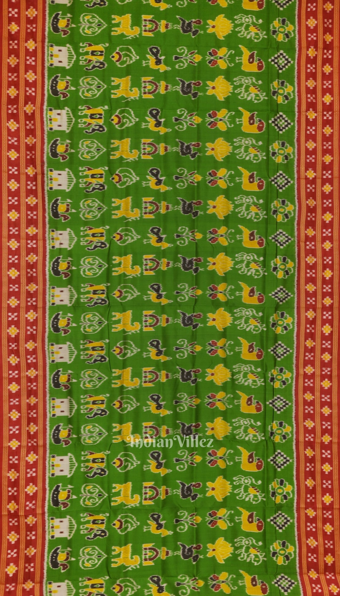Green Nabarangi Nabakothi Border Pasapalli Odisha Ikat Khandua Silk Saree