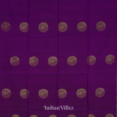 Deep Purple With Green Pure Kanjivaram Soft Silk Saree