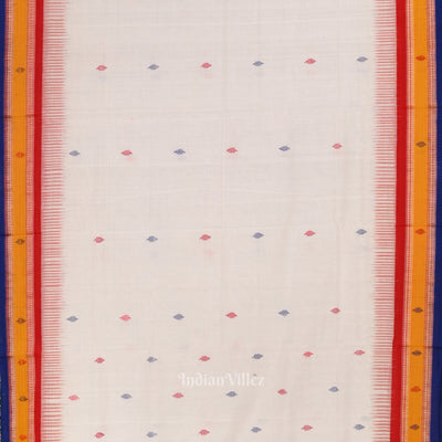 White Odisha Ikat Kathiphera Cotton Saree
