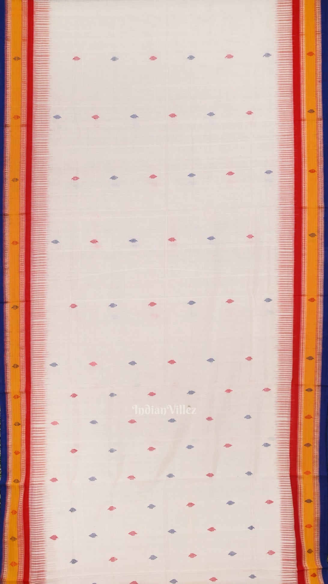 White Odisha Ikat Kathiphera Cotton Saree
