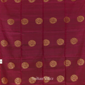 Deep Maroon Golden Floral Design Pure Kanjivaram Soft Silk Saree