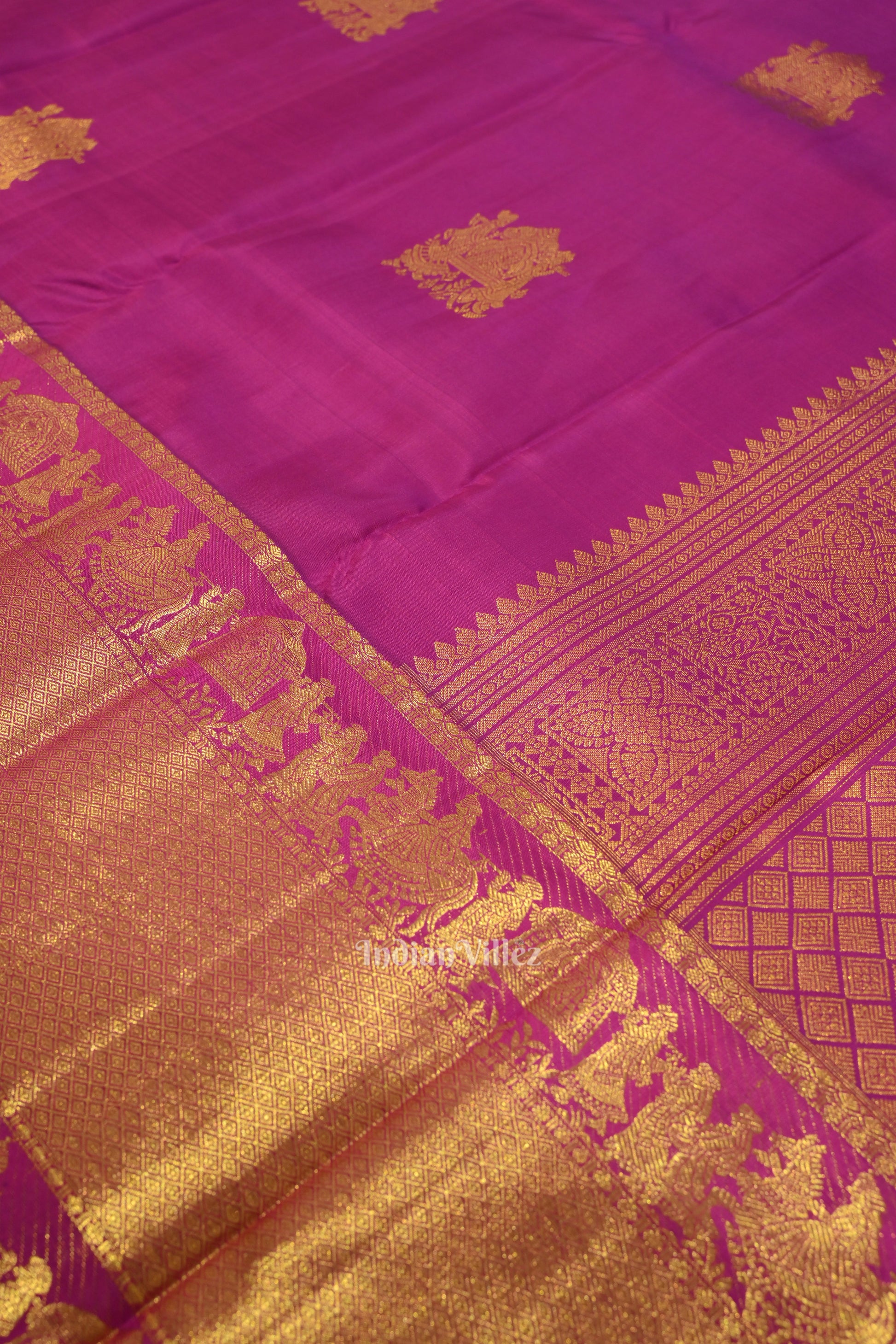 Magenta Doli Barat Theme at Border Pure Kanjivaram Silk Saree