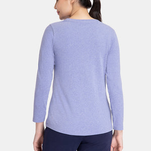 Essential Long Sleeve Round Neck T-Shirt - Infinity Blue Marl
