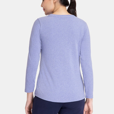 Essential Long Sleeve Round Neck T-Shirt - Infinity Blue Marl