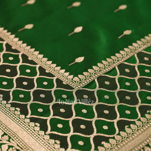 Dark Green  Rangakart Mashru Satin Silk Banarasi Saree