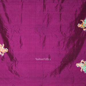 Mehendi Green Dual Tone Giri Govardhan Hand-Painted Pattachitra Saree