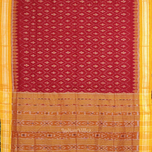 Red Yellow Pasapali Maniabandha Cotton Saree