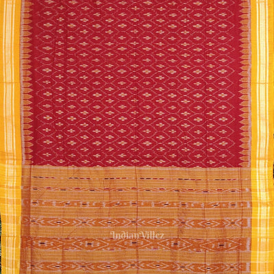 Red Yellow Pasapali Maniabandha Cotton Saree
