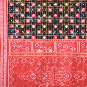 Black Red Pasapali Sambalpuri Cotton Saree