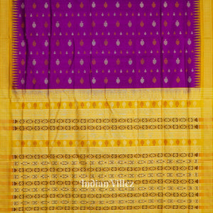 Magenta Banyan Tree Motif Sambalpuri Silk Saree