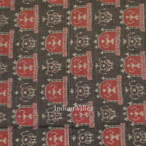 Black Stripped Tribal Theme Sambalpuri Ikat Cotton Fabric