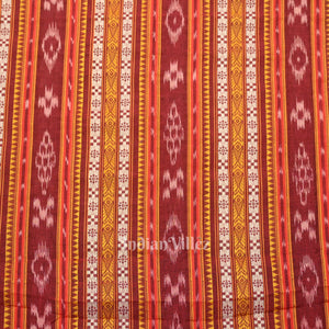 Maroon Dobby Pasapali Sambalpuri Ikat Cotton Fabric