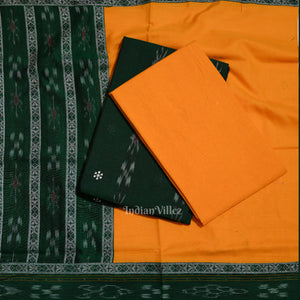 Green Yellow  Flower Buti Sambalpuri Cotton Dress Set with Dupatta