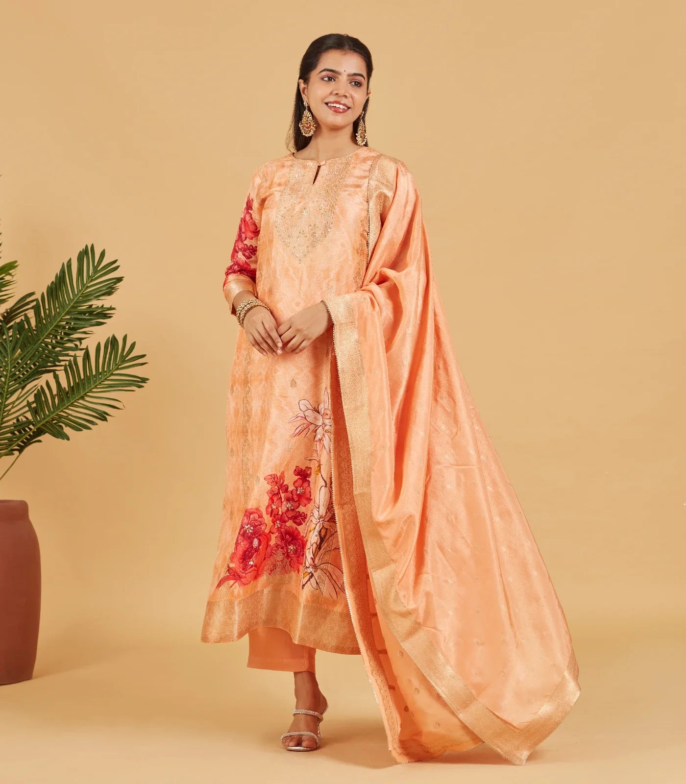 Peachy Pastel Festive Kurta Set
