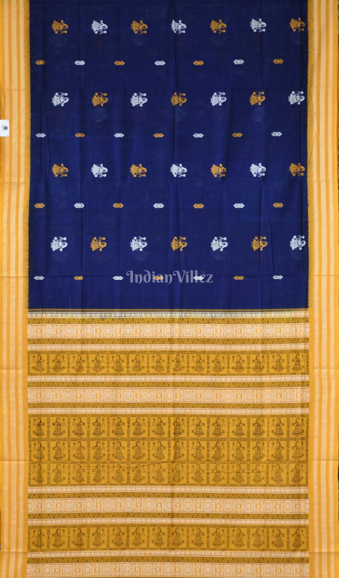 Blue Odisha Ikat Sambalpuri Pure Cotton Saree