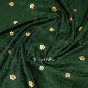 Exclusive Deep Green Soft Pure Mashru Satin Silk Banarasi Saree