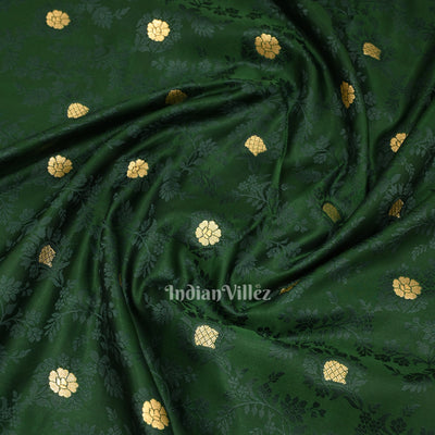 Exclusive Deep Green Soft Pure Mashru Satin Silk Banarasi Saree