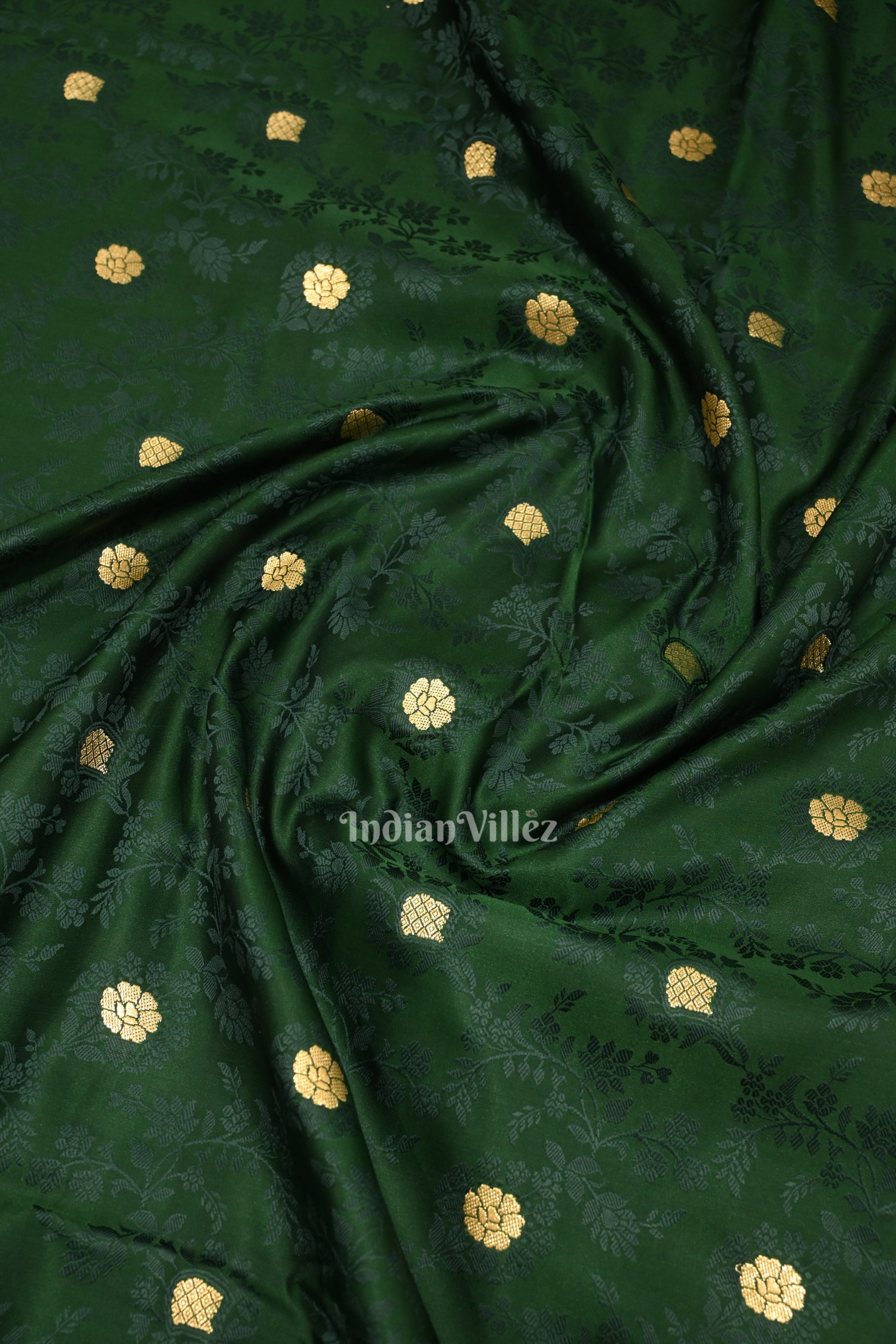 Exclusive Deep Green Soft Pure Mashru Satin Silk Banarasi Saree