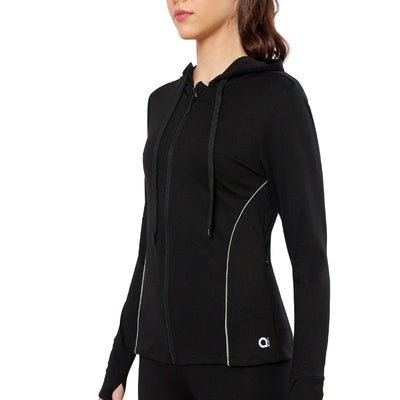 Flaunt Hoodie Full Sleeve Active Jacket - Jet Black