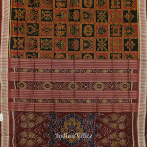 Red Black Nabkothi Sambalpuri Bomkai Silk Saree