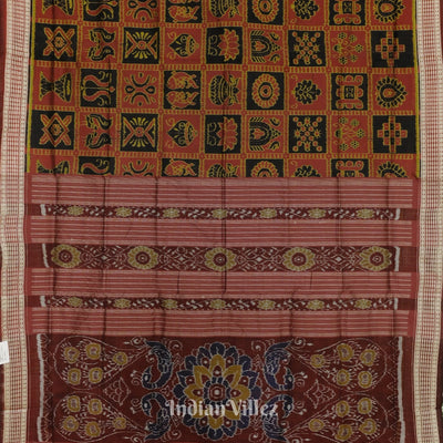 Red Black Nabkothi Sambalpuri Bomkai Silk Saree