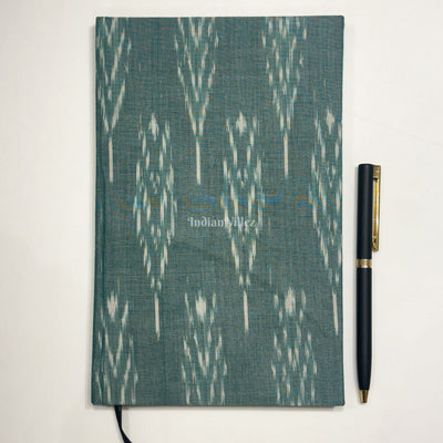 Sea Green Handmade Ikat Woven Cotton Fabric Cover Diary