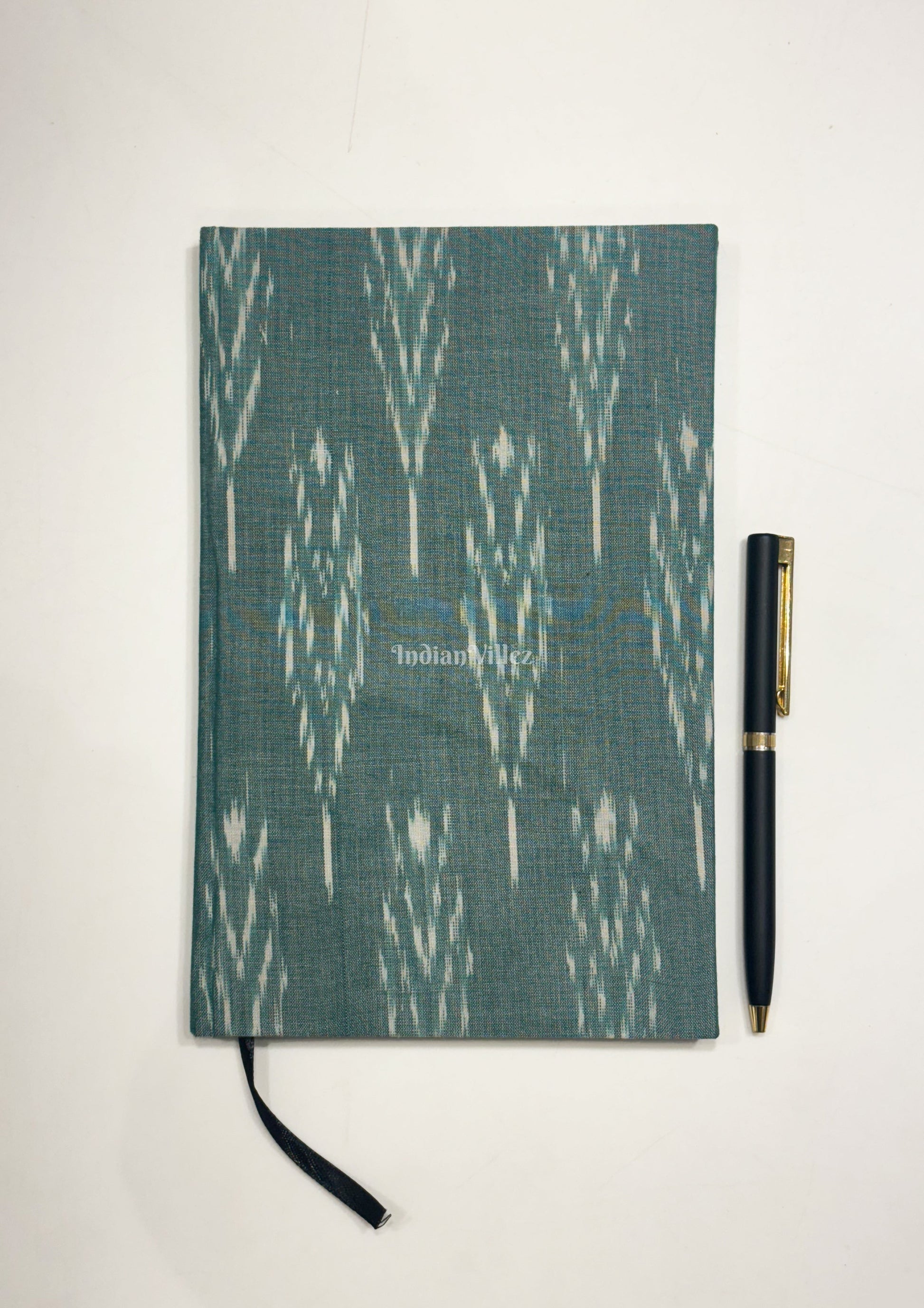 Sea Green Handmade Ikat Woven Cotton Fabric Cover Diary