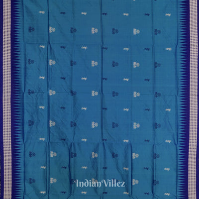 Sky Blue Tribnal Design Odisha Ikat Bomkai Silk Saree