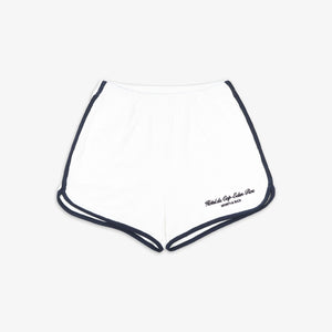 SPORTY & RICH | HOTEL DU CAP CURSIVE TERRY SHOTS { WHITE/NAVY