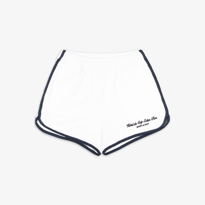 SPORTY & RICH | HOTEL DU CAP CURSIVE TERRY SHOTS { WHITE/NAVY