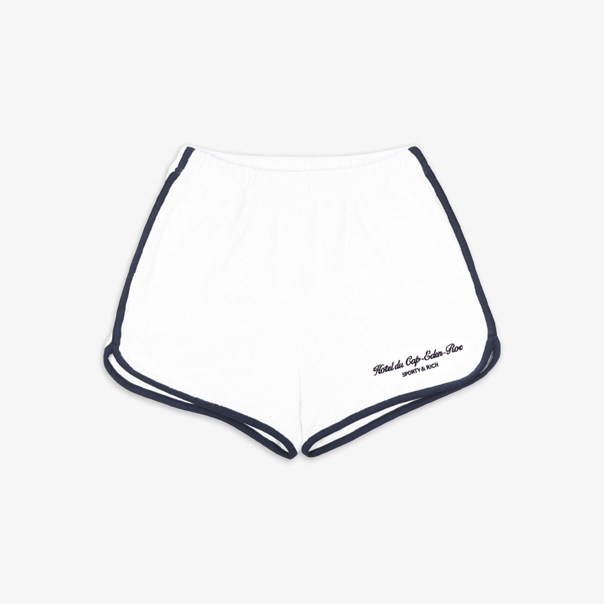 SPORTY & RICH | HOTEL DU CAP CURSIVE TERRY SHOTS { WHITE/NAVY
