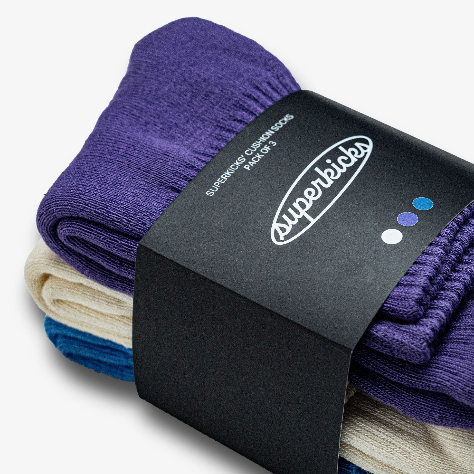 Superkicks | CREW SOCKS  { WHITE/PURPLE/BLUE