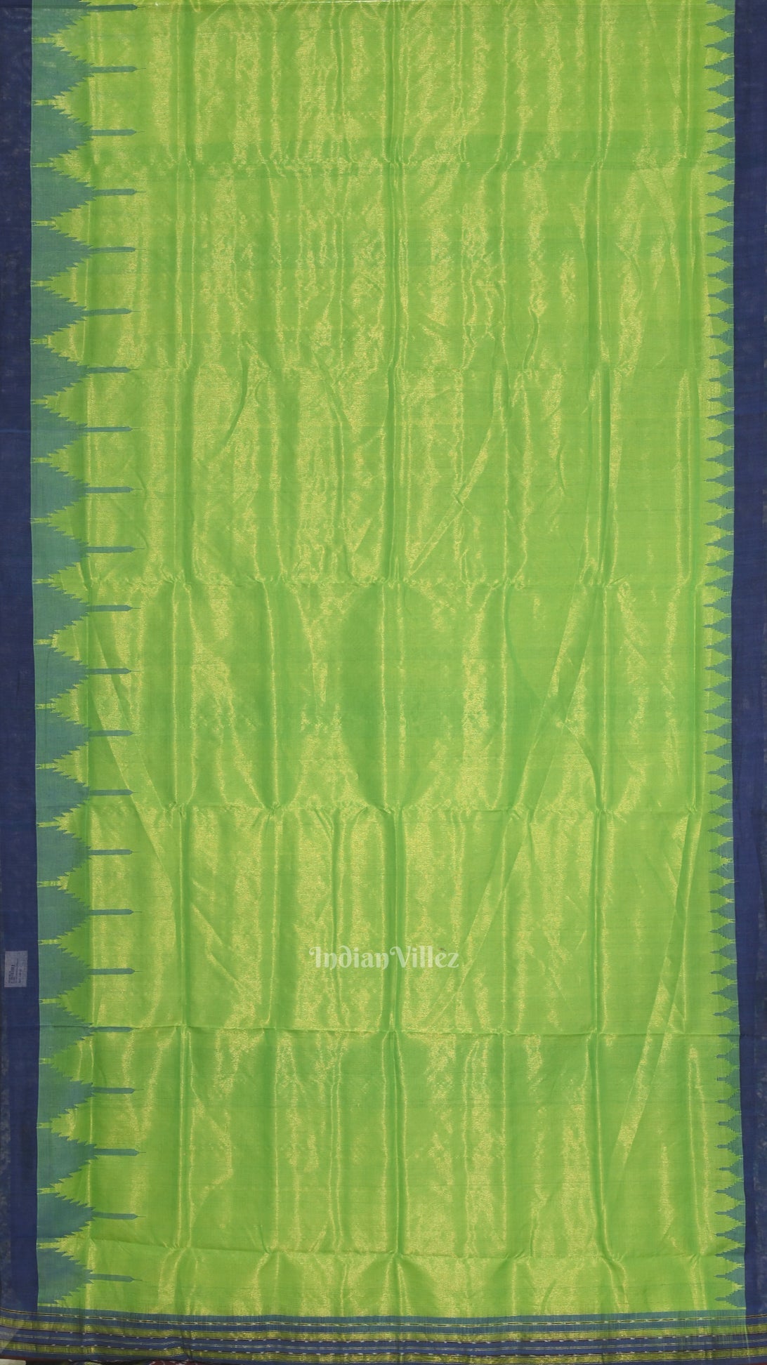 Parrot Green Blue Phoda Kumbha Sambalpuri Cotton Tissue Saree