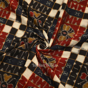 Black Pasapali  Sambalpuri Ikat Cotton Fabric