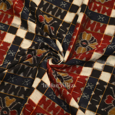 Black Pasapali  Sambalpuri Ikat Cotton Fabric