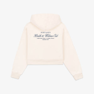 SPORTY & RICH | H&W CLUB CROPPED HOODIE { CREAM/NAVY