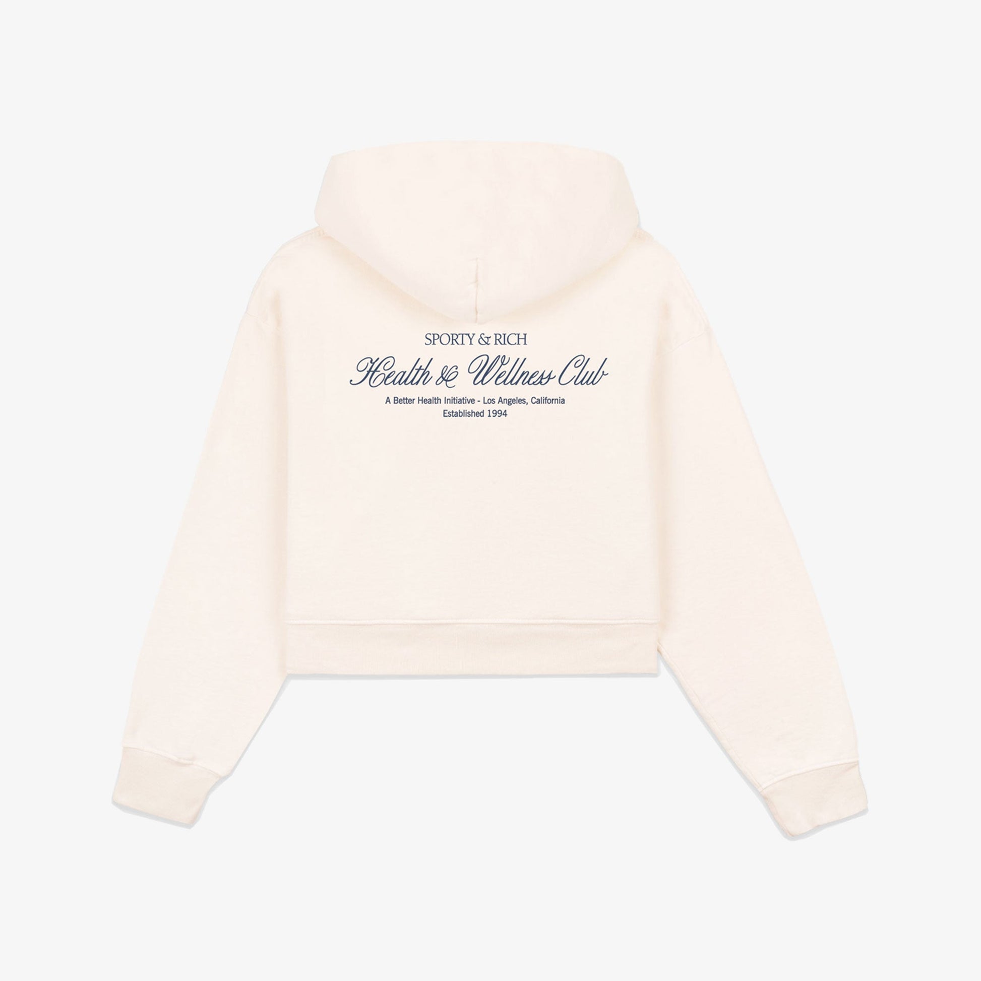 SPORTY & RICH | H&W CLUB CROPPED HOODIE { CREAM/NAVY