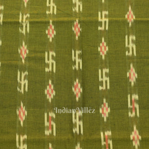 Mehendi Green  Swastik Sambalpuri Ikat Cotton Fabric