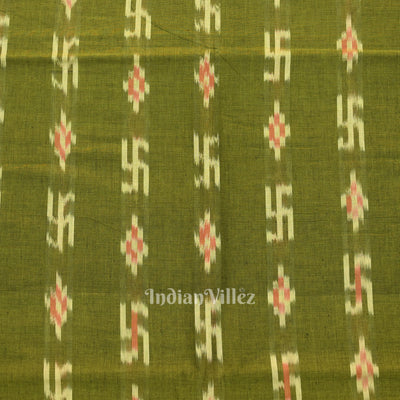 Mehendi Green  Swastik Sambalpuri Ikat Cotton Fabric
