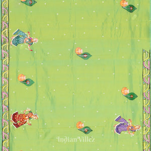Violet Radha Krishna Boita Hand-Painted Pattachitra Saree