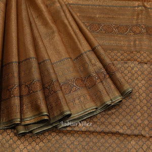 Copper Pure Kanjivaram Tissue Silk Saree