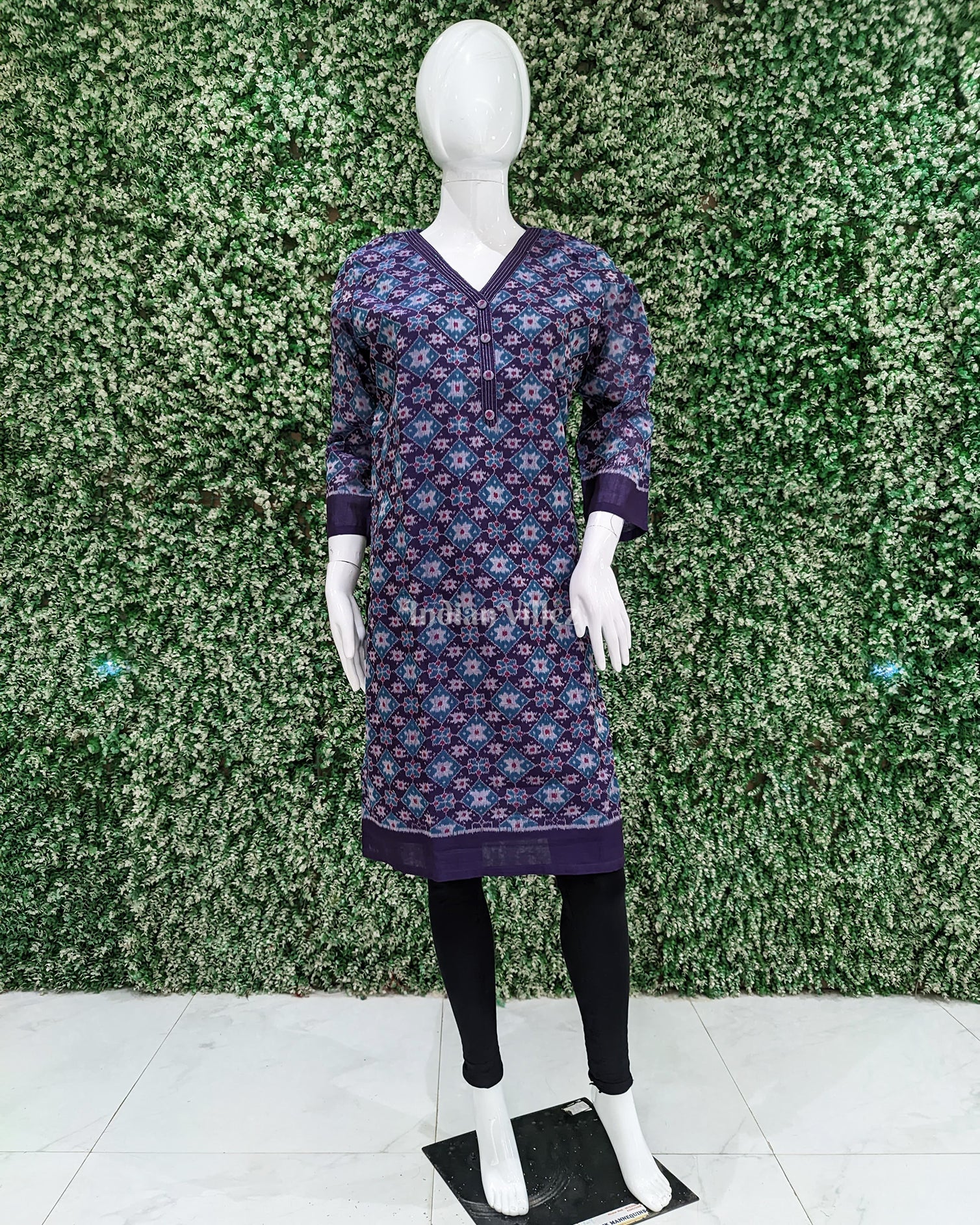Purple Odisha Ikat Designer Cotton Kurti for Women