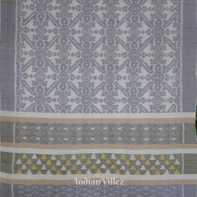 Blue White Odisha Ikat Sambalpuri Pure Cotton Saree