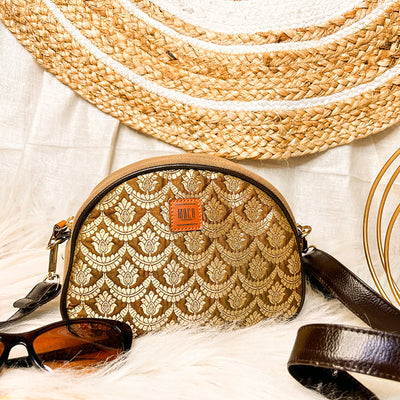 Brown - Kahani Banarasi Silk Sling Bag